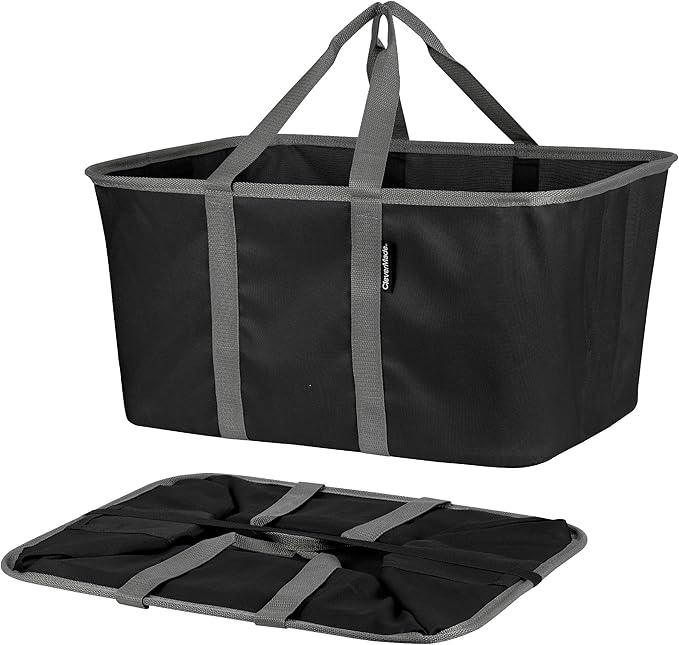 CleverMade Collapsible Laundry Tote - Midnight Black Shadow Gray 2-Pack 50L - Foldable Storage Organization Container for Clothes Laundry Room Storage - NeatNest