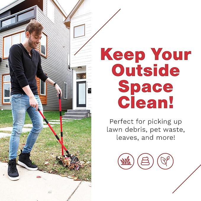 Pooper Scooper for Large Dogs, Small Dogs and Horses, Metal Poop Scooper Set with Long Handle Rake and Tray for Yard, Grass, Dirt or Gravel, Heavy Duty Aluminum Poop Picker Upper - NeatNest
