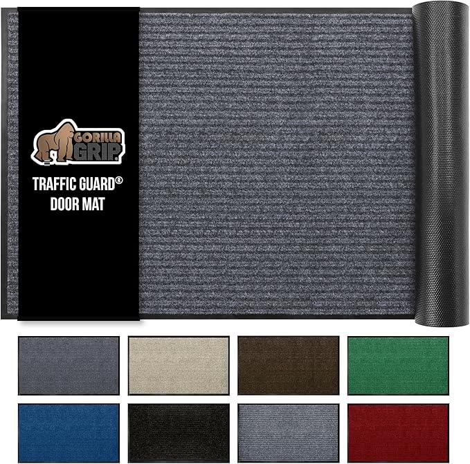 GORILLA GRIP Waterproof Traffic Guard Door Mat, 72x48, Heavy Duty Entryway Mats, Strong Rubber Back Commercial Utility Rugs for Office Hallway, Garage Floor and Home, Low Profile Carpet, Charcoal Gray - NeatNest