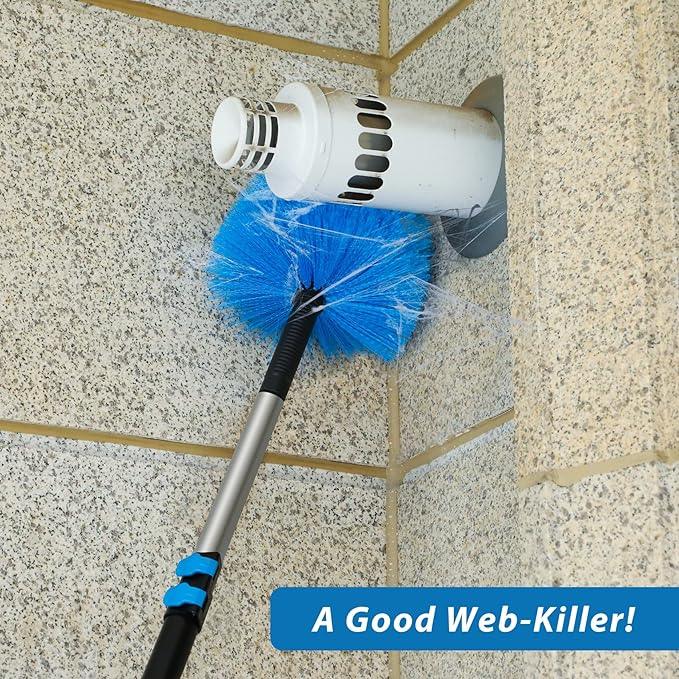 20 Feet High Reach Duster Kit with 5-12 Ft Extension Pole, Cobweb Duster with Telescoping Pole, Window Squeegee with Scrubber, Spider Web Brush, High Ceiling Fan Duster for High Window, Interior Roof - NeatNest