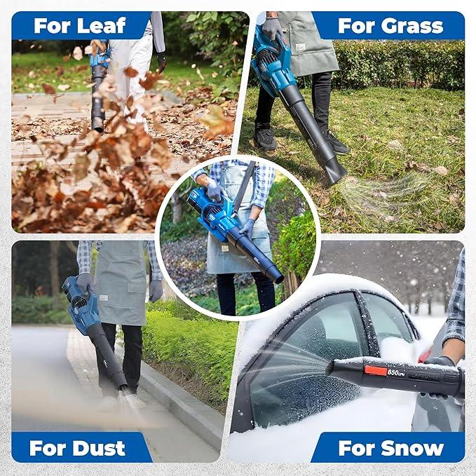 Dong Cheng Brushless Cordless Leaf Blower, 40V Battery Powered Blower with 2 * 4.0Ah Batteries & Charger, 650 CFM High-Efficiency Blower for Sidewalks, Driveways, Town Care, Blowing Leaves and Snow - NeatNest