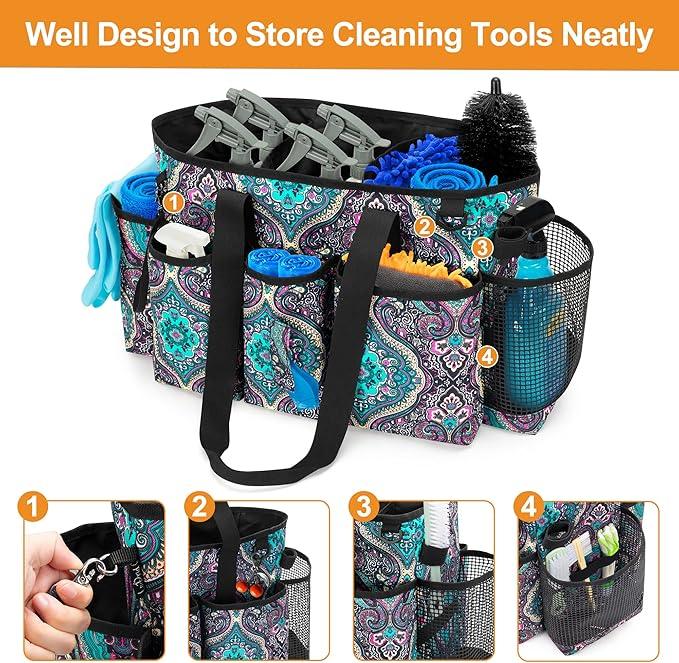 LoDrid Professional Cleaning Tote Caddy for Cleaning Supplies, Cleaning Bag Organizer with Dividers and Handle Strap for Housekeepers Work, Totem, (Bag Only) - NeatNest