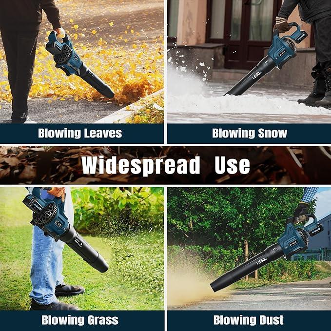 GEVEELIFE Leaf Blower Cordless, 650CFM & 3 Speed Levels, Electric Cordless Leaf Blower with 2 * 5.0Ah Battery Powered, Blowers for Lawn Care, Yard, Blowing Leaves, Dust, Snow - NeatNest