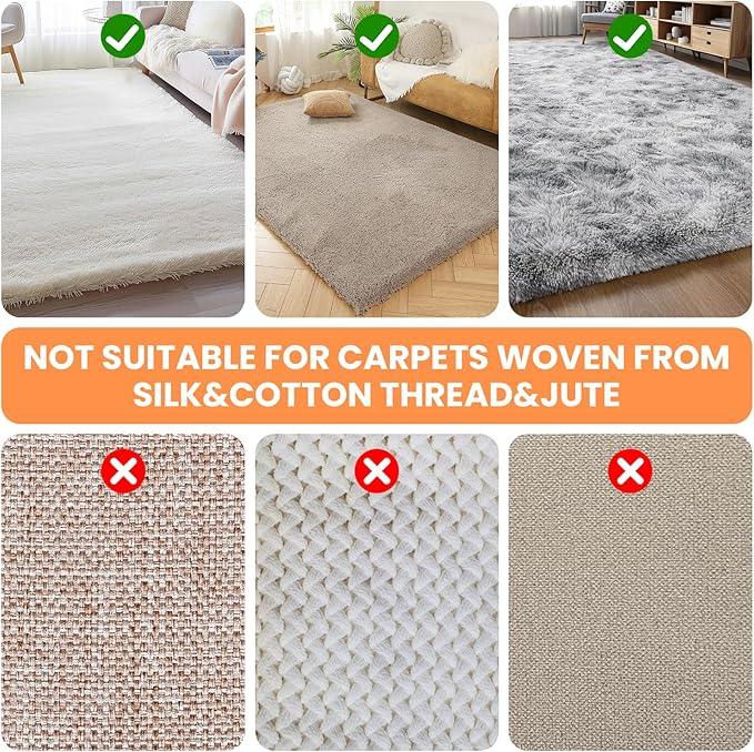 3 in 1 Carpet Rake for Pet Hair Removal, Tool Set of 3, 55” Long Handle Carpet Pet Hair Removal Carpet Scraper Dog Cat Hair Remover for Sofa, Couch, Car, Rug (Orange) - NeatNest