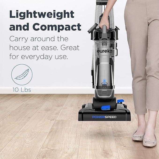 Eureka PowerSpeed Lightweight Upright Vacuum Cleaner for Carpet and Hard Floor, Powerful Bagless Upright Vacuum Cleaner for Home Pets, NEU181A, Blue - NeatNest
