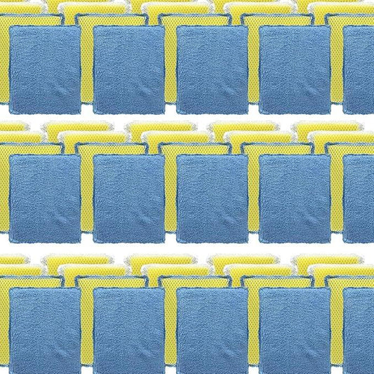 LOLA Microfiber & Nylon Net Sponges, 288 Pack, 144 Dual Sided Non-Scratch Sponge Pads & 144 w/Microfiber Cloth One Side and Nylon Net Other Side - NeatNest