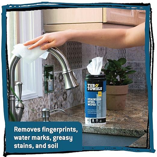 Tub O' Towels Heavy Duty Stainless Steel Cleaner Wipes, 40 Count, with 12” x 12: Micro Fiber Cloth - NeatNest