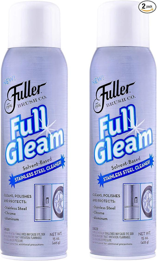 Fuller Brush Full Gleam Stainless Steel Cleaner – 15 oz Spray for Appliances, Chrome, Aluminum & Sinks – Cleans, Polishes & Protects Metal Surfaces (Pack of 2) - NeatNest