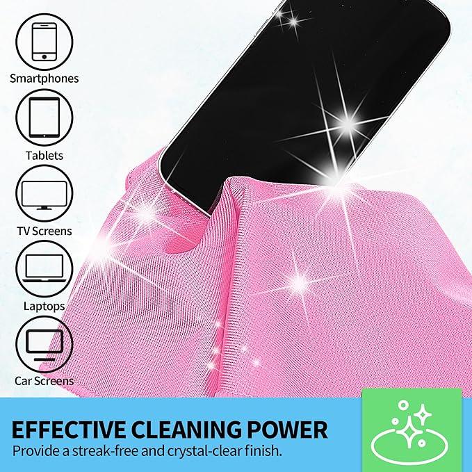 HOMERHYME Microfiber Cleaning Cloth - 10 Pack Glasses Cleaning Cloth, 16" x 14" Window Cleaning Rags, Streak Free Lint Free Polishing Cloths Wipes for Eye Glass, Stainless Steel, Windshield, Pink - NeatNest