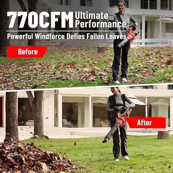 58V Cordless Leaf Blower, Power Variable-Speed, Brushless, 770 CFM, Electric Leaf Blower with 4Ah Battery and 5A Charger for Lawn Care, Yard, Outside(KDLB58211BDM) - NeatNest
