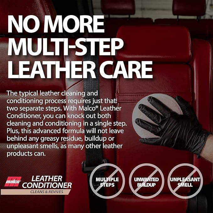 Malco Leather Conditioner for Cars - Cleans and Conditions Automotive Seats & Surfaces/Natural Moisturizers Soften, Restore and Protect Leather Interiors / 32 Oz (109932) - NeatNest