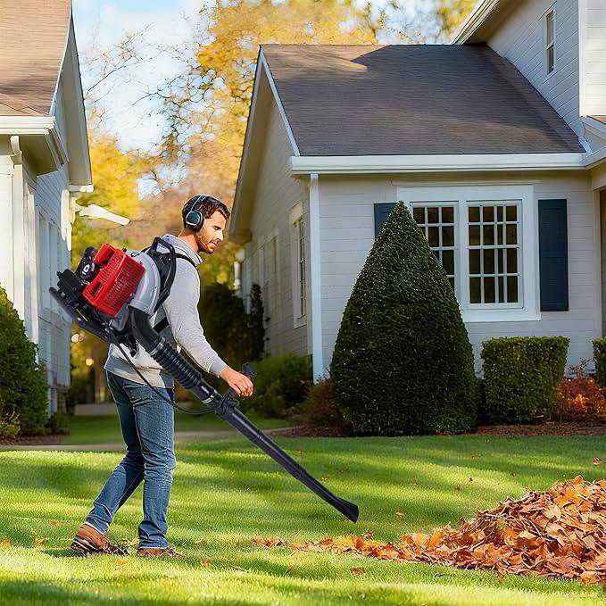 66CC Backpack Blower, 4-HP 2-Cycle Gas Leaf Blower with 880 CFM & 320 MPH, Backpack Leaf Blower, Powerful Clearing Performance for Wet Leaf & Debris Clean & Snow Removal - NeatNest
