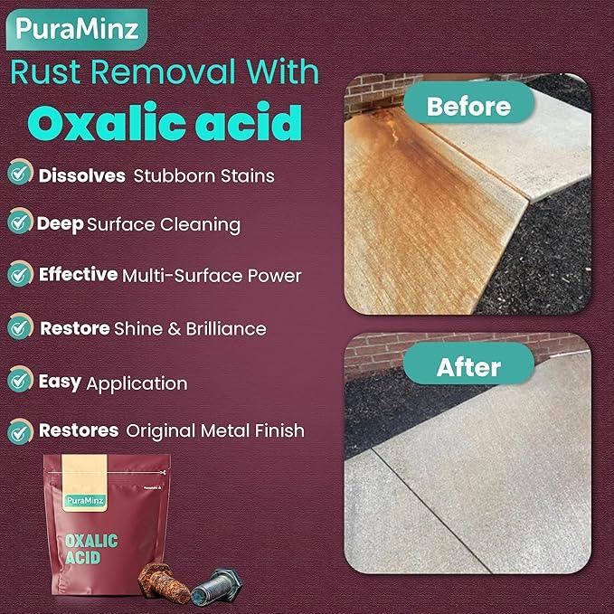 Oxalic Acid (2 lbs) 99.6% Pure - Multipurpose Cleaner and Stain Remover for Wood | Metal | Stone | Concrete - Rust Remover - Wood Restorer - Deck Cleaner - (C2H2O4) - Durable Resealable Packaging. - NeatNest