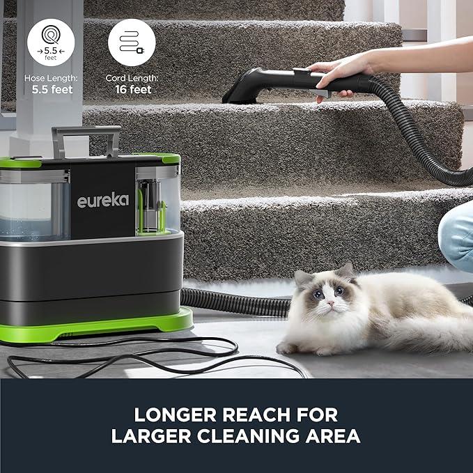 EUREKA Portable Carpet and Upholstery Cleaner, Spot Cleaner for Pets, Stain Remover for Carpet, Area Rugs, Upholstery, Coaches and Car, 50.7oz Large Water Tank, NEY101GR with Cleaning Formula, Green - NeatNest