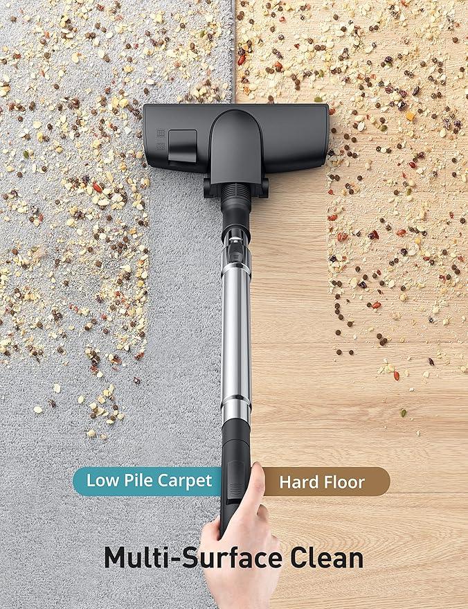 Aspiron Canister Vacuum, Upgraded 1600W Bagless Canister Vacuum Cleaner, Auto Cord Rewind, H13 HEPA Filter, 3.7Qt Large Capacity, 5 Tools for Hard Floors, Carpet, Pet, Upholstery, Tiles, Lilac - NeatNest