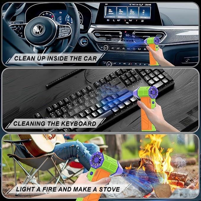 SDFM Compressed Air Duster - Electric Air Duster with Built in Brushless Motor,130,000RPM, 3-Speed Adjustable Air Blower - Suitable for Keyboard, Computer, car, and Home Cleaning (X3) (Max-Colorful) - NeatNest