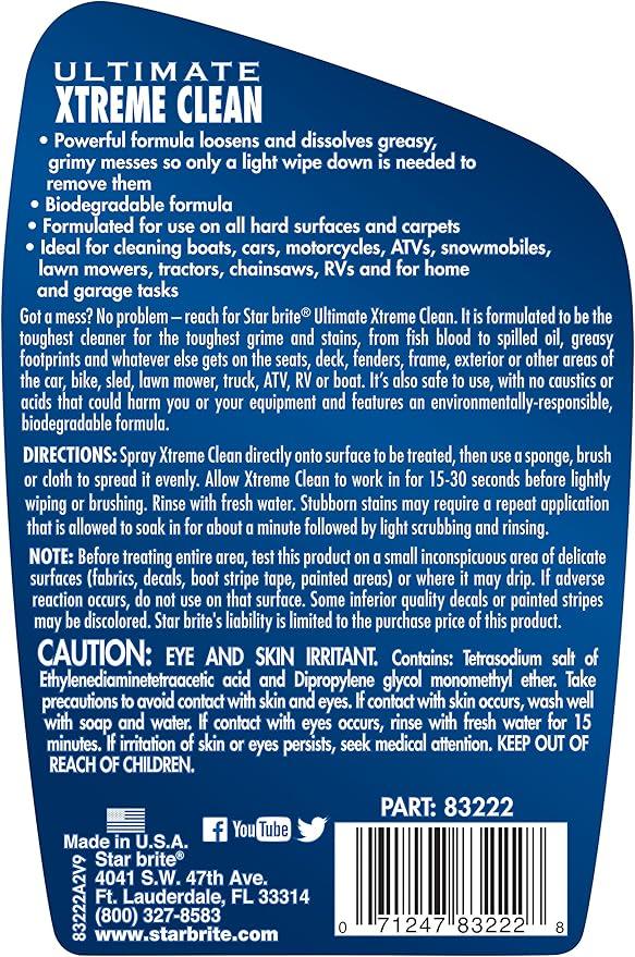 STAR BRITE Ultimate Xtreme Clean - High-Performance All-Surface Cleaner Degreaser, Ideal for Aluminum, Fiberglass, Plastic, Chrome, Stainless, Leather, and Rubber Surfaces - NeatNest
