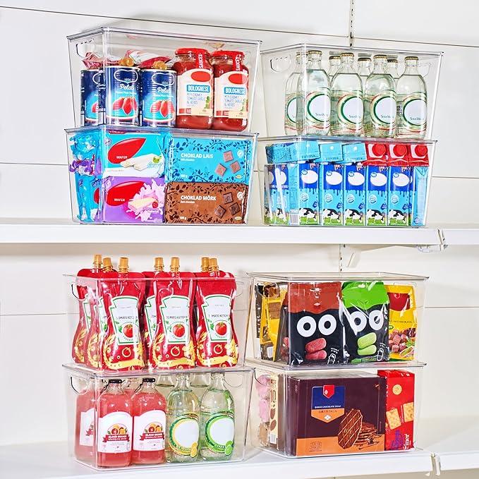 theaoo Clear Storage Bins with Lids Stackable - XLarge Plastic Containers for Pantry Organization and Storage - Perfect for kitchen,Fridge,Laundry Room,Bathroom,Garage,Closet,Cabinet Organizer -4 Pack - NeatNest