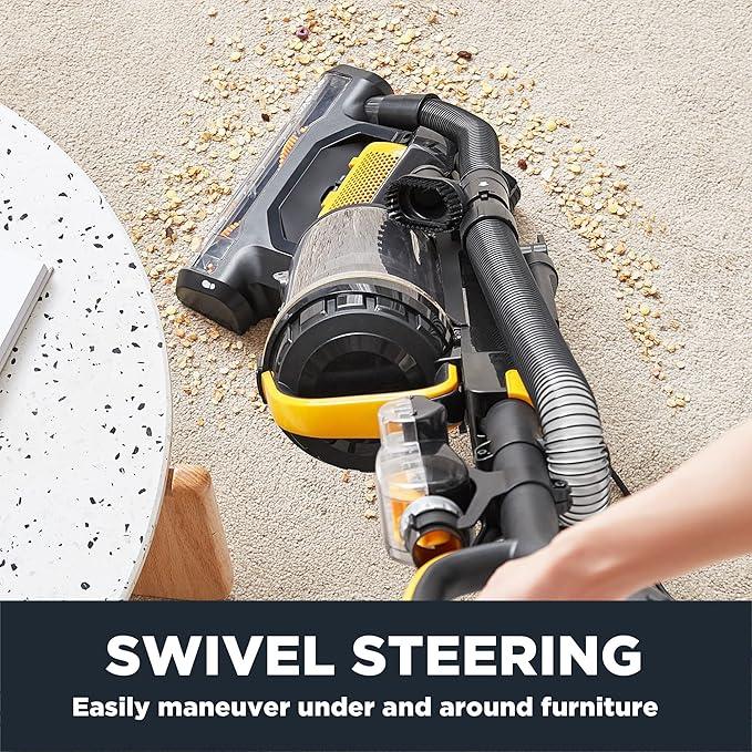 Eureka Powerful Upright Vacuum Cleaner for Home Pet Hair, Lightweight Household Upright Vacuum for Carpet and Hard Floor, MaxSwivel Pro NEU350 with Pet Tool, Yellow - NeatNest