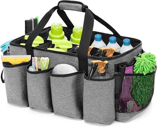 Extra-Large Cleaning Caddy, Organizer with Handles for Cleaning Tools & Products Storage, Large Capacity Tote Bag for Car, Home & Housekeeping Work, Gray - NeatNest