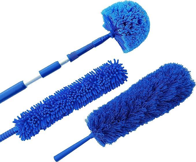 Webster Cobweb Duster and Spider Web Kit, Reach High Ceilings 18 To 20 Foot With Extension Pole and 3 Multi Use Heads - NeatNest