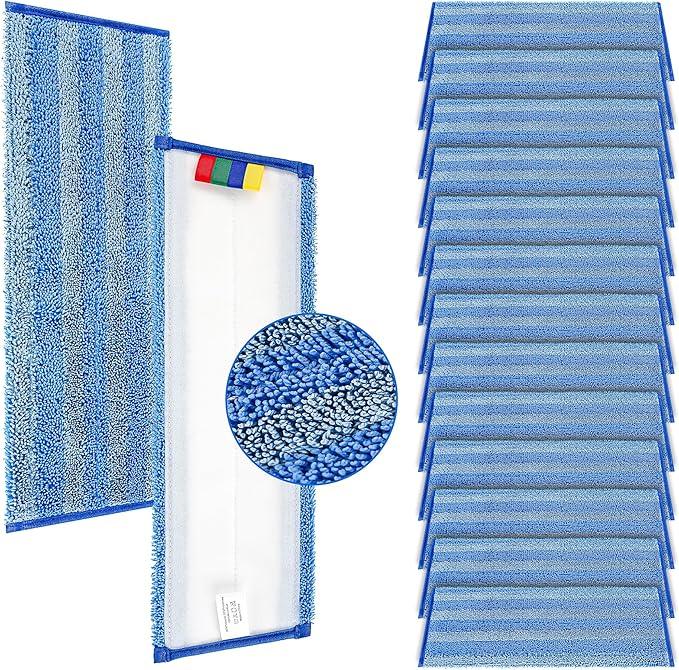 Replacement Microfiber Mop Pad – Universal 17-18" Heavy Duty Reusable Refill – Thick Commercial Cleaning Pad for Wet & Dry Use (15 Pack - 18in Flat Mop Head (Trapezoid)) - NeatNest