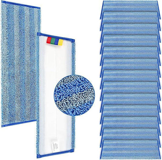 Replacement Microfiber Mop Pad – Universal 17-18" Heavy Duty Reusable Refill – Thick Commercial Cleaning Pad for Wet & Dry Use (15 Pack - 18in Flat Mop Head (Trapezoid)) - NeatNest