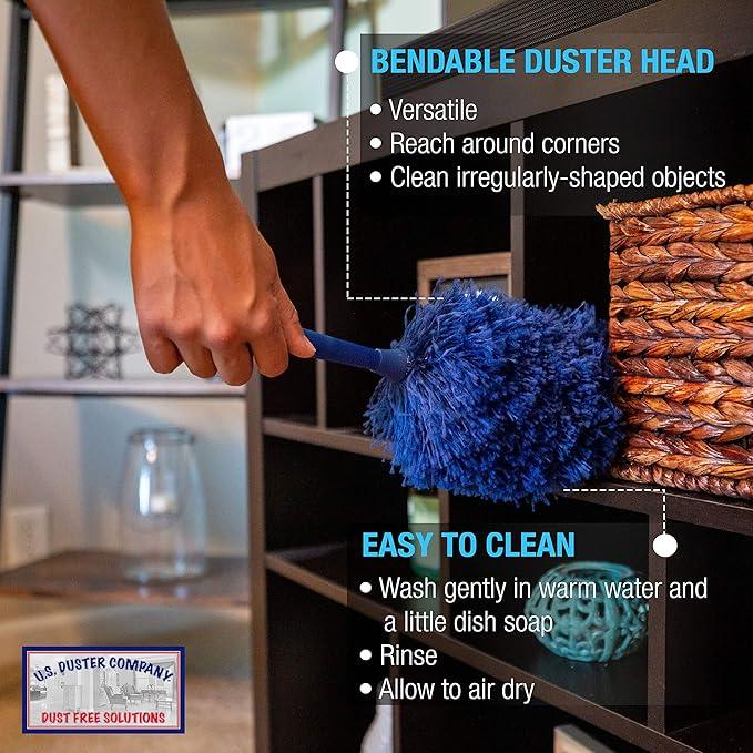 Extendable Microfiber Duster Extension Rod | Ceiling Fan Duster 20 Foot Reach | Cobweb 3-Stage Aluminum Telescoping Pole | Lightweight Webster Telescoping Cleaning Tool | U.S. Duster Co. - NeatNest