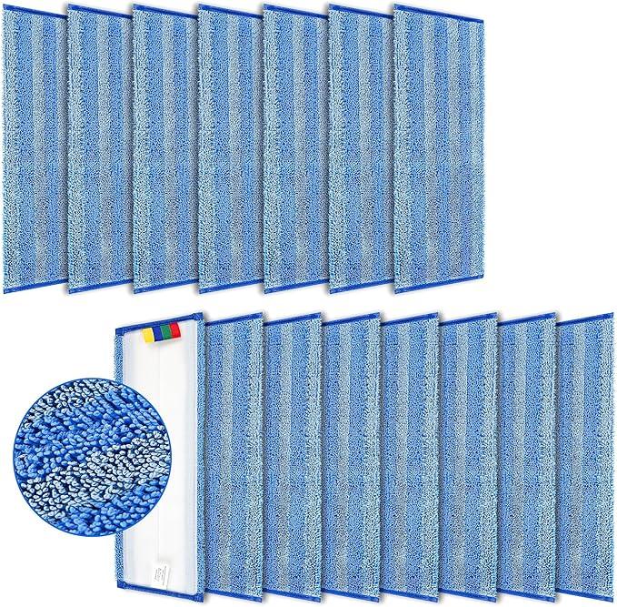 Replacement Microfiber Mop Pad – Universal 17-18" Heavy Duty Reusable Refill – Thick Commercial Cleaning Pad for Wet & Dry Use (15 Pack - 18in Flat Mop Head (Trapezoid)) - NeatNest